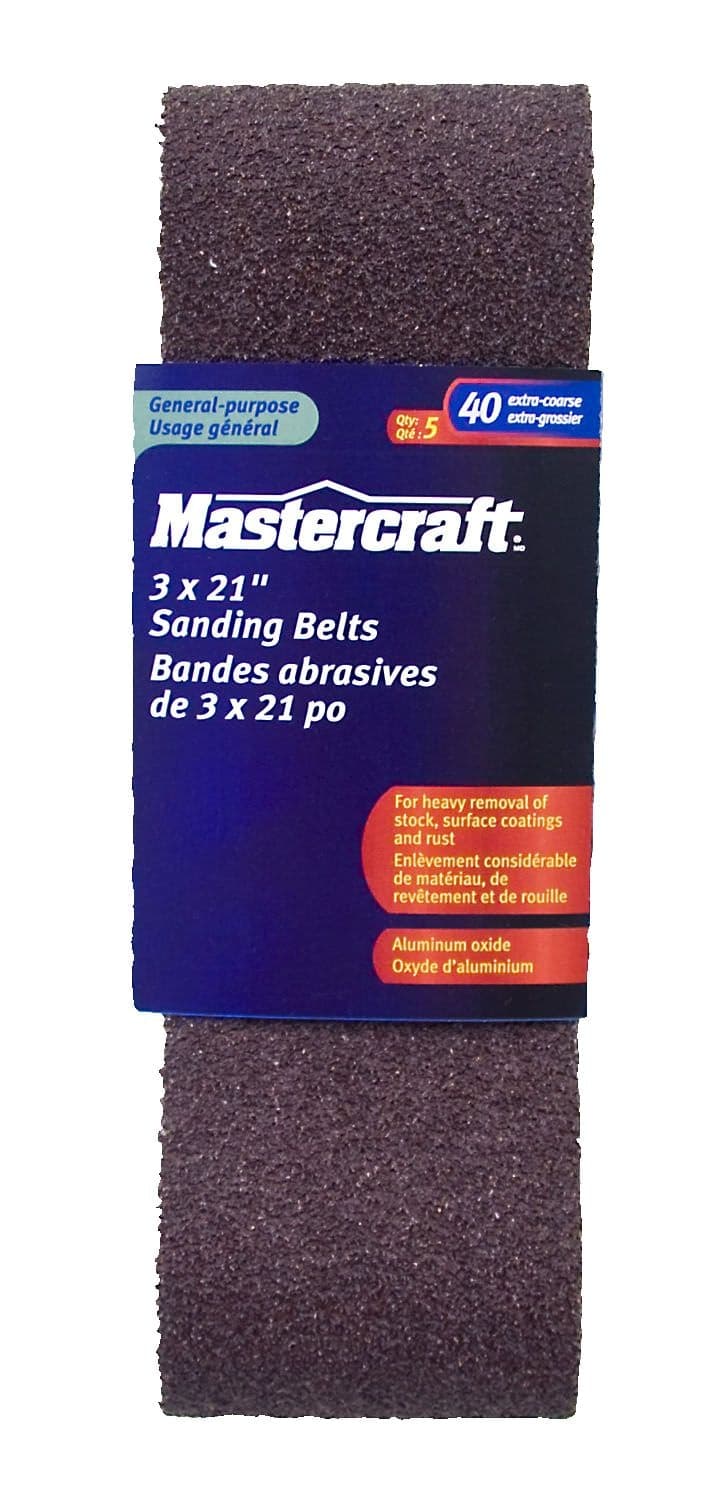 Mastercraft 3 x 21” Sanding Belts 5-Pack, 40 Grit