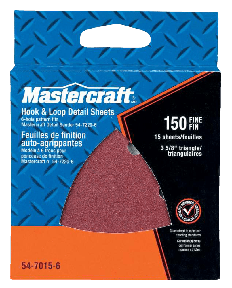 Mastercraft 150 Grit Hook & Loop Aluminum Oxide Detail Mouse Sandpaper for Wood, Metal, Plastic