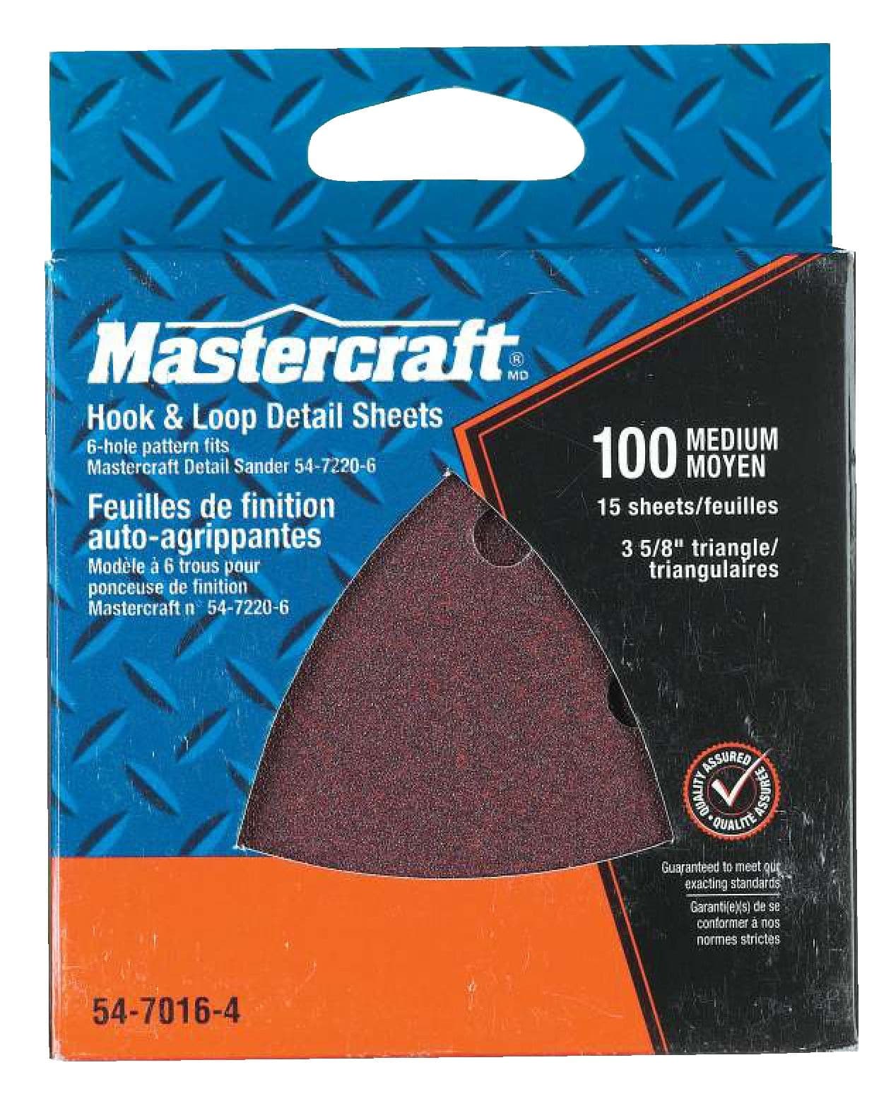 Mastercraft 100 Grit Hook & Loop Aluminum Oxide Detail Mouse Sandpaper for Wood, Metal, Plastic