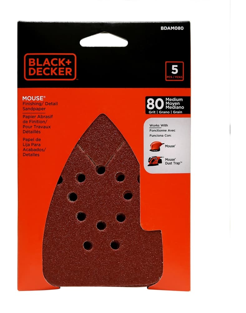 Black & Decker Mouse Sandpaper, 80-Grit, 5-pk