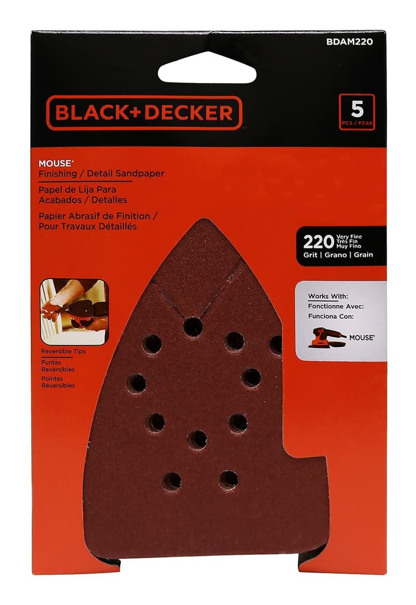 Black & Decker Mouse Sandpaper, 220-Grit, 5-pk