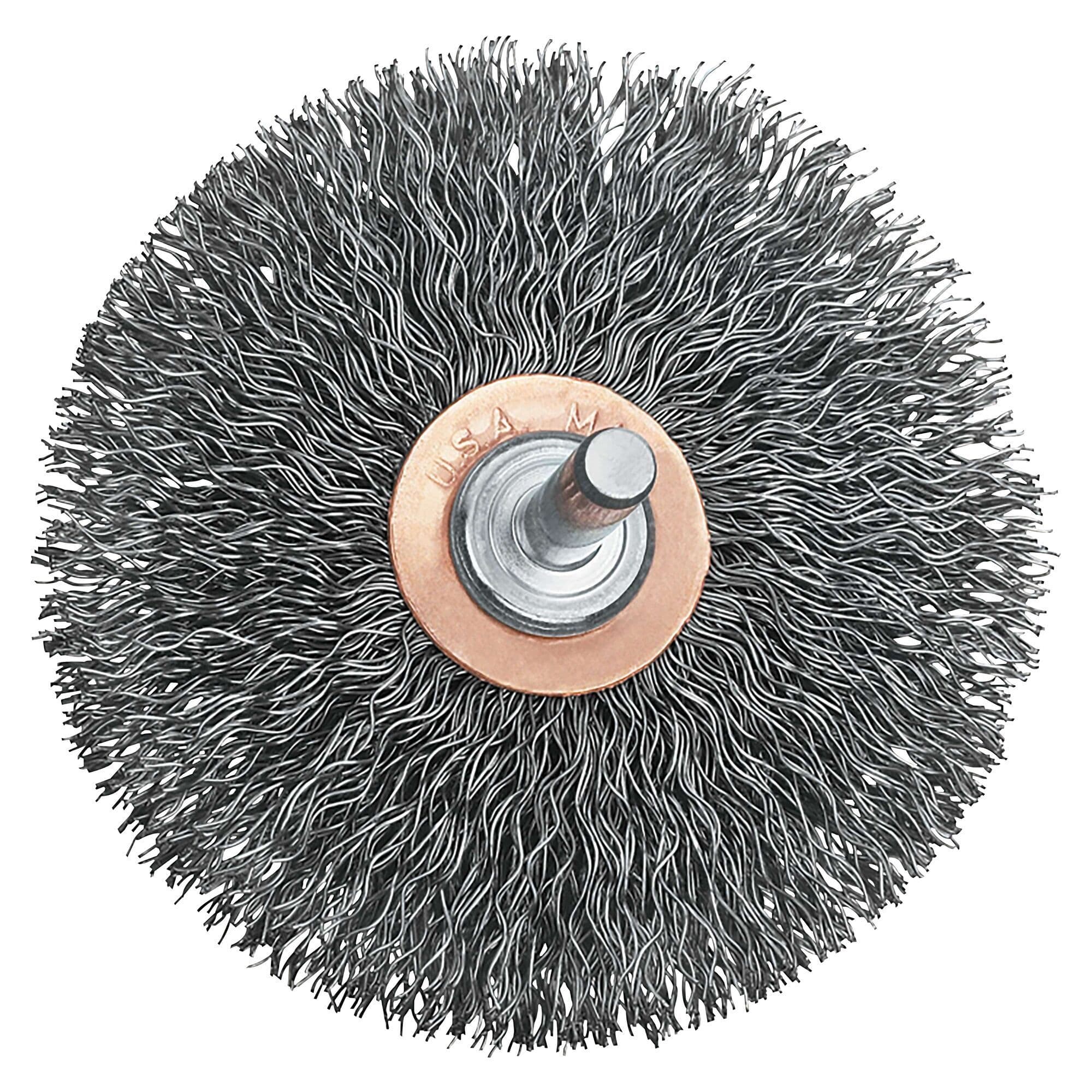 DEWALT DW4903 3-in Crimped Carbon Steel Flat Faced End Wire Wheel Brush 1/4-in Arbor