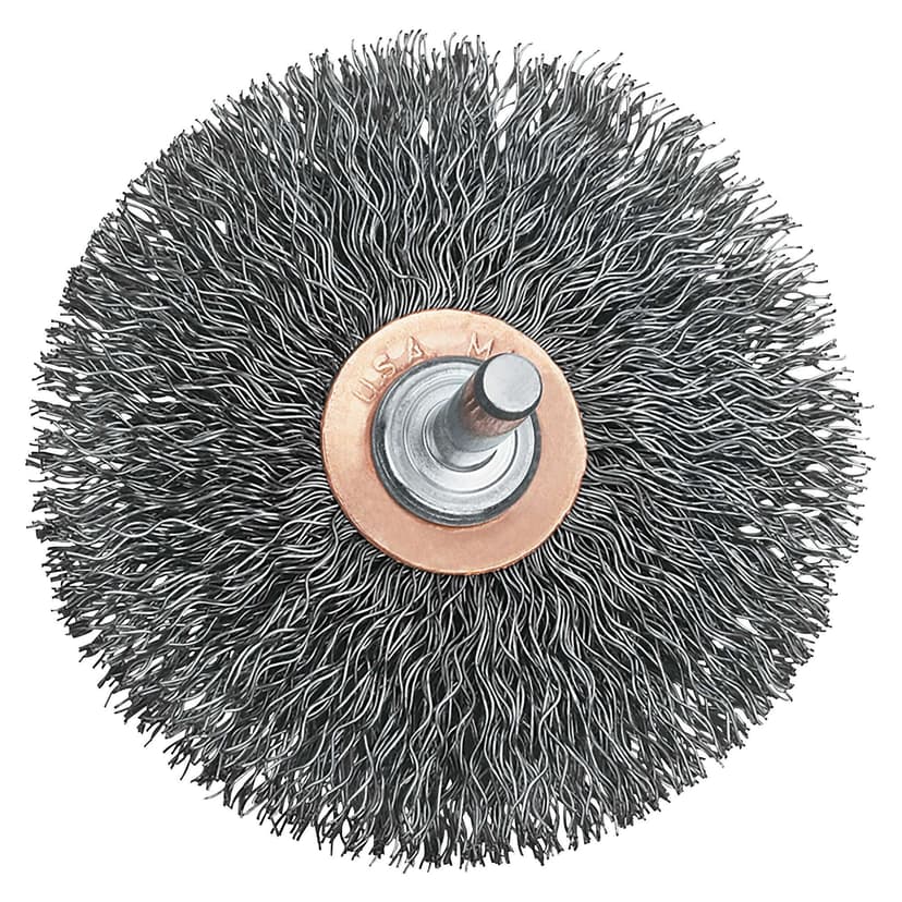 DEWALT DW4903 3-in Crimped Carbon Steel Flat Faced End Wire Wheel Brush 1/4-in Arbor