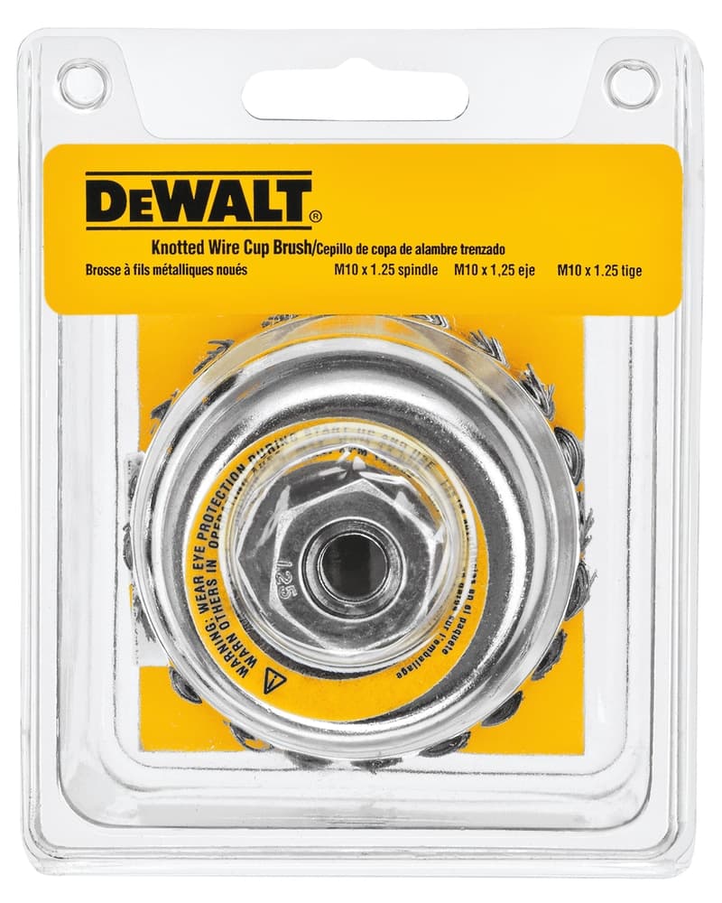 DEWALT DW4916 4-in Carbon Steel Knotted Wire Cup Brush 5/8-in, 7/8-in Arbor