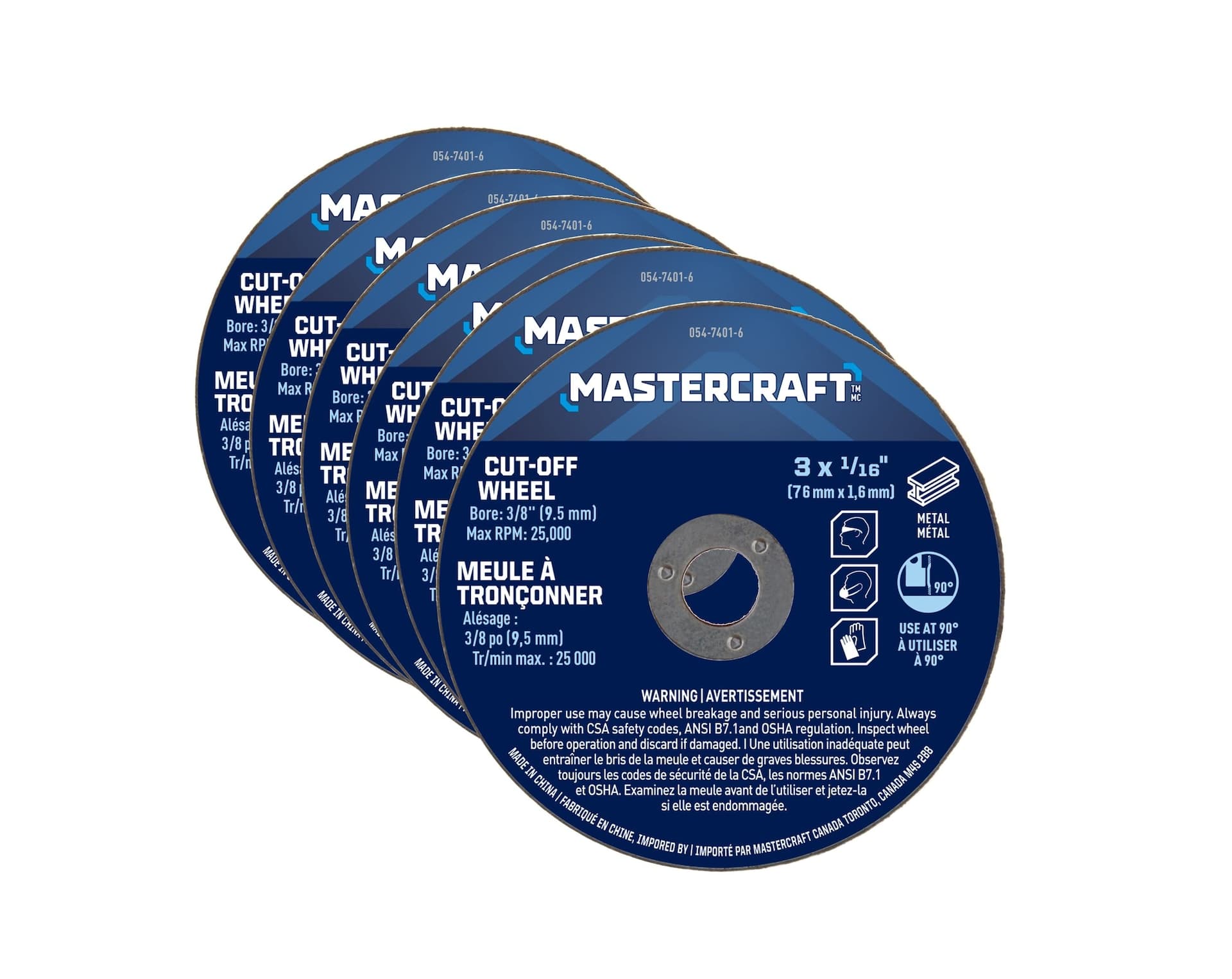 Mastercraft 3 x 1/16-in Aluminum Oxide Cut off Wheels for Metal, 6-pc