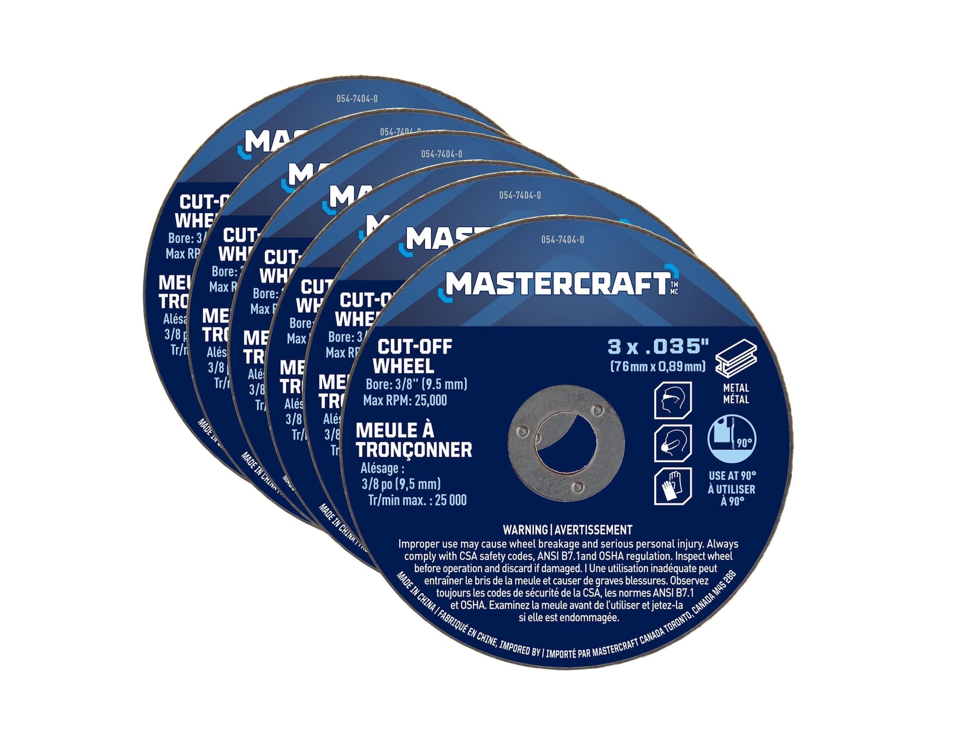 Mastercraft 3 x .035-in Aluminum Oxide Cut off Wheels for Metal, 6-pc