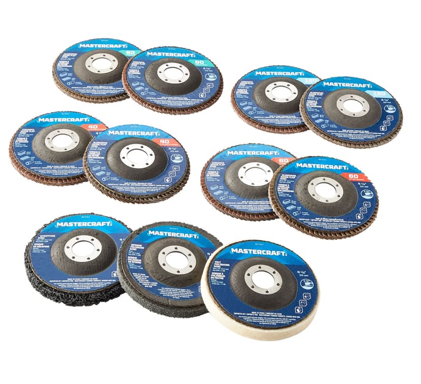 Mastercraft 4-1/2-in Flap & Polishing Disc Set for Wood, Metal, Plastic, 11-pc