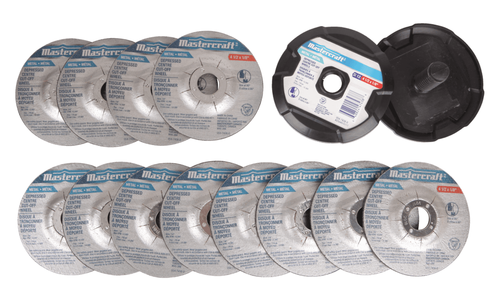 Mastercraft Aluminum Oxide Depressed Centre Cut-Off Wheels for Metal, 4-1/2 x 1/8 x 7/8-in,12-pk