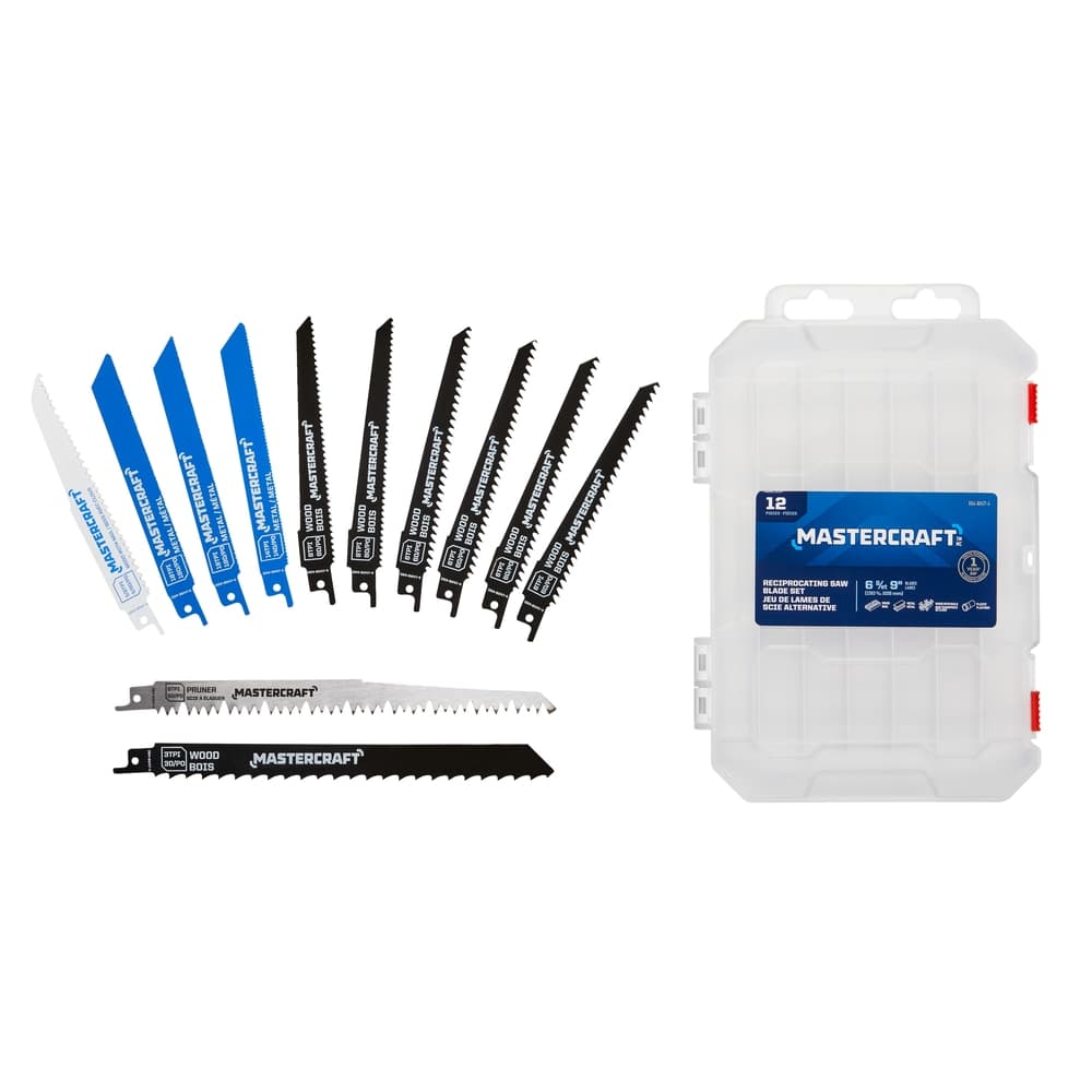 Mastercraft Reciprocating Saw Blade Set for Wood, Metal, 12-pc