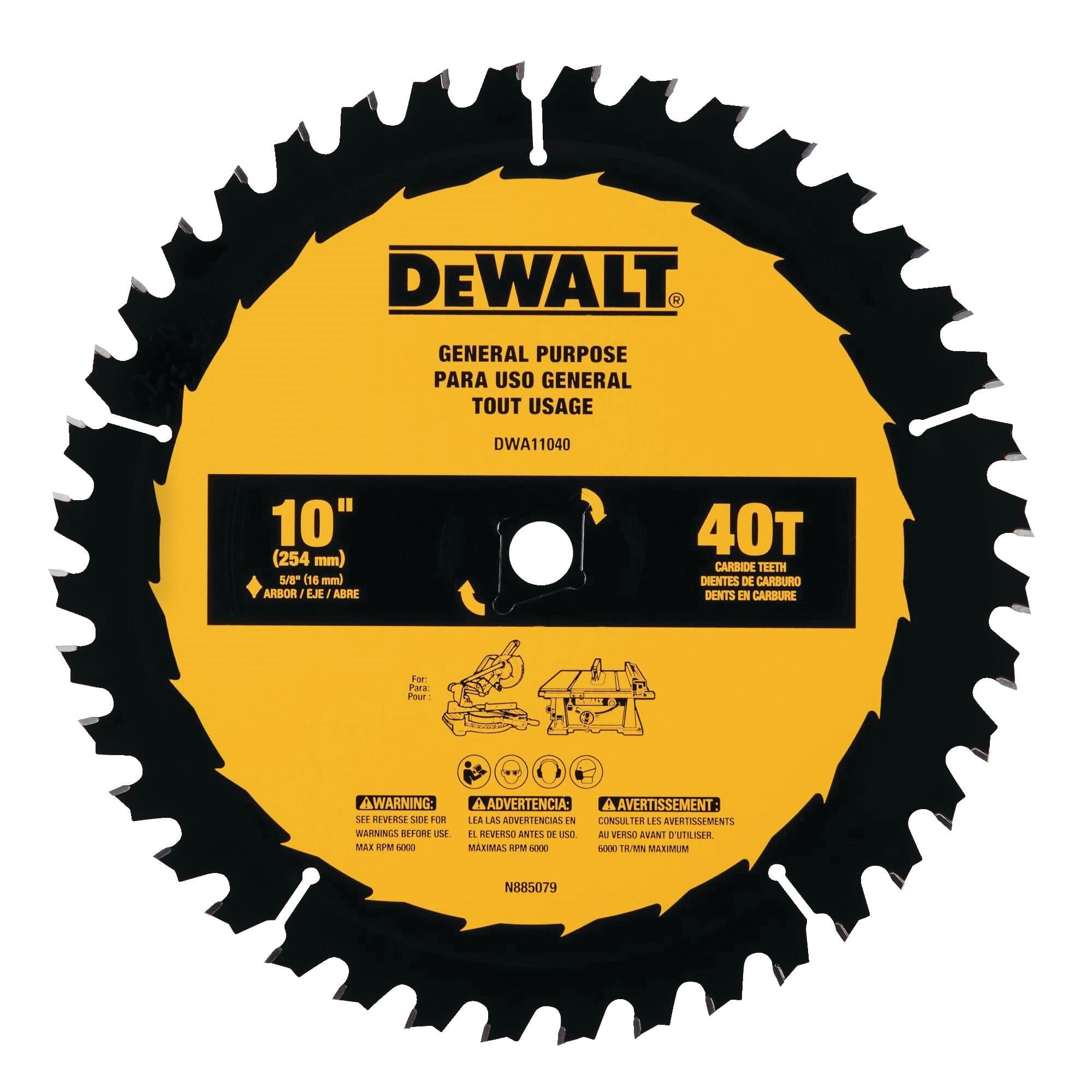 DEWALT DW3114 10-in 40T Carbide Tipped Circular Saw Blade for Wood