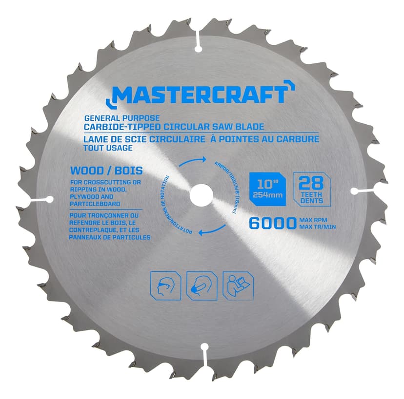 Mastercraft General-Purpose Carbide Tipped Circular Saw Blade, 28T, 10-in