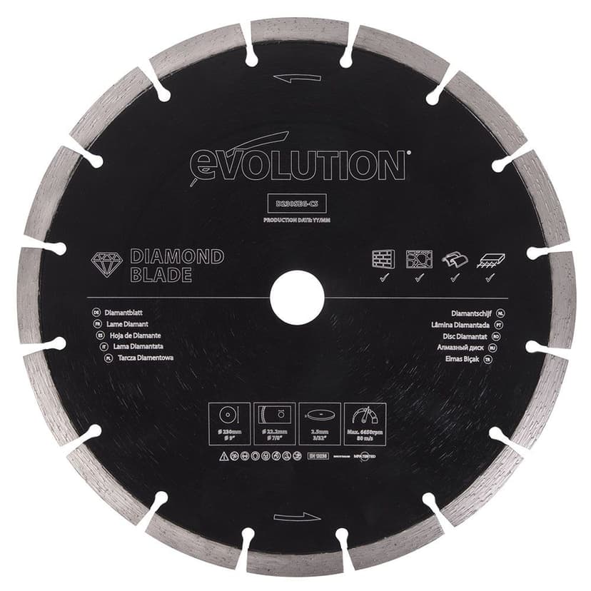 Evolution General Purpose Diamond Saw Blade with Segmented Edge, 7/8-in Arbor, 9-in