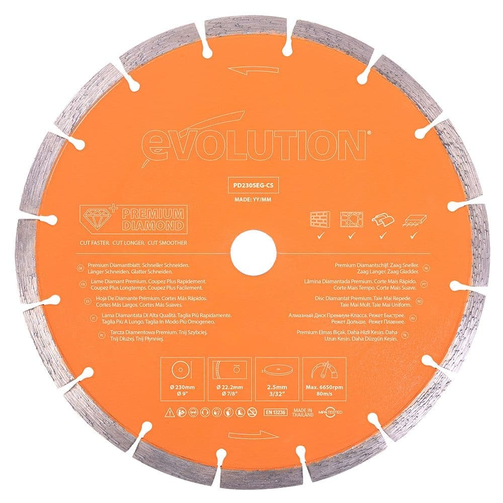 Evolution Premium Diamond Saw Blade with Segmented Edge, 7/8-in Arbor, 9-in