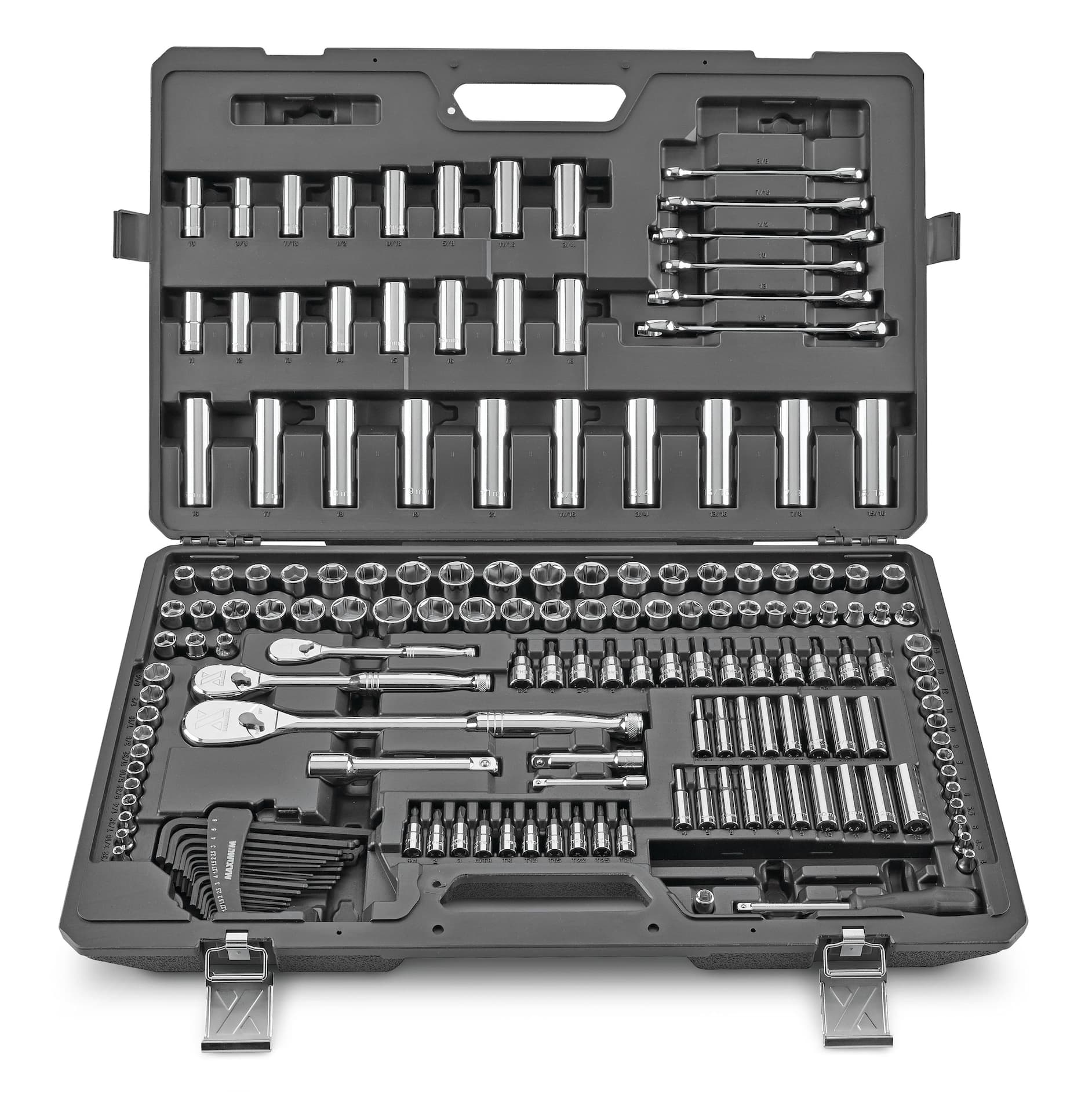 MAXIMUM Professional Grade Socket Set, 224-pc, CRV, Nickel-Chrome Plating