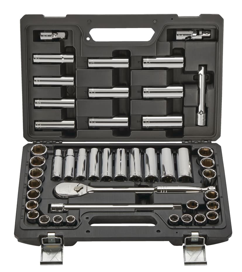 MAXIMUM 1/2-in Drive Professional Grade Socket Set, 45-pc, SAE/Metric, CRV, Nickel-Chrome Plating