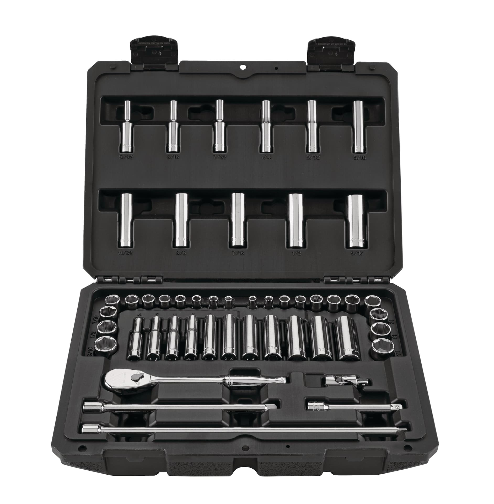 MAXIMUM 1/4-in Drive Professional Grade Socket Set, 49-pc, SAE/Metric, CRV, Nickel-Chrome Plating