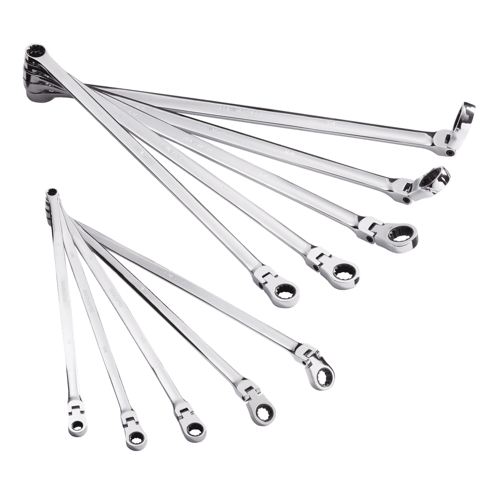 MAXIMUM Extra-Long Double Box-End Flex Wrench Set, SAE, 10-pc