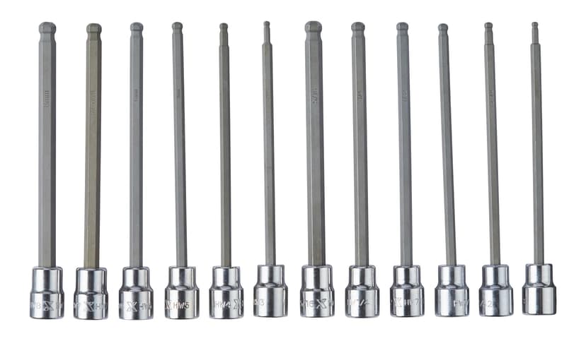 MAXIMUM Long-Arm Ball End Bit Socket Set, 3/8-in, 12-pc