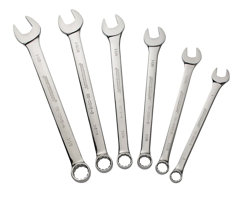 Mastercraft Jumbo Combination Wrench Set, Nickel-Chrome Plating, SAE, 6-pc