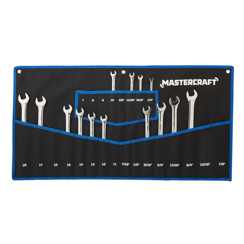 Mastercraft SAE & Metric Wrench Roll, 24 Pockets