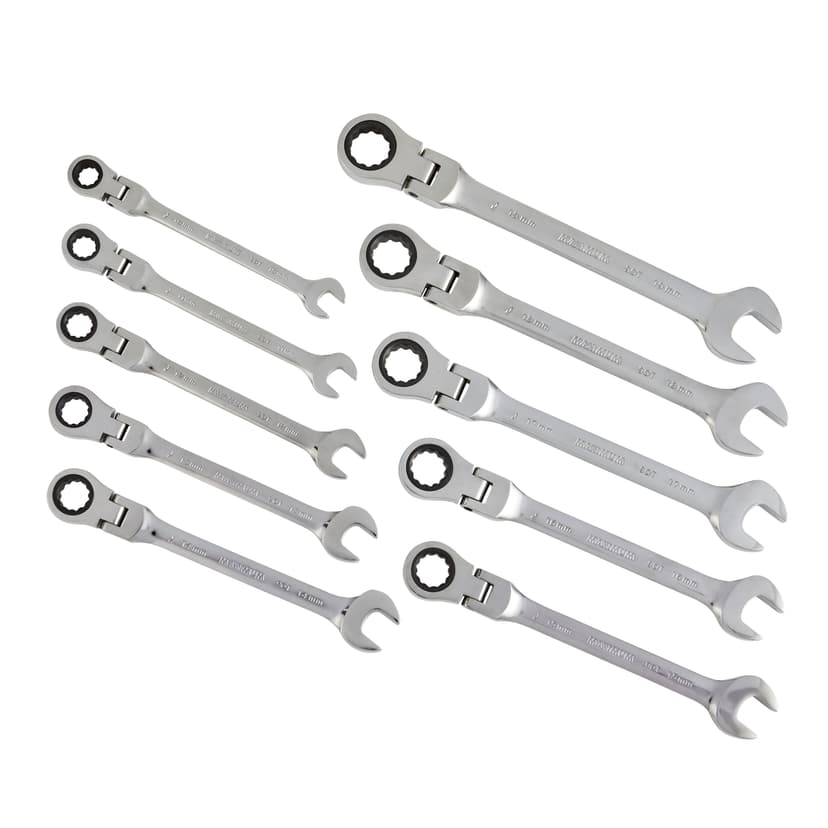MAXIMUM 90-Tooth Flex Head Ratcheting Wrench Set, Metric, 10-pc