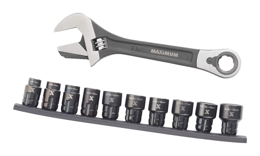 MAXIMUM 3-In-1 Passthrough Adjustable Wrench Set, 11-Piece