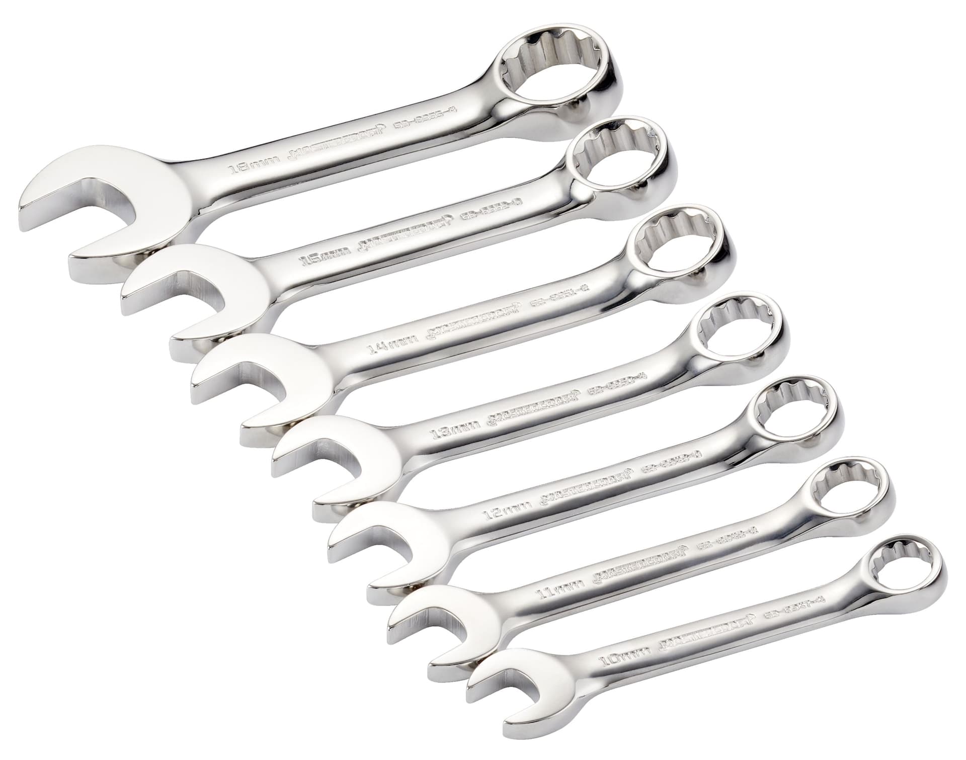 Mastercraft Combination Stubby Wrench Set, Metric, Nickel-Chrome Plating, 7-pc
