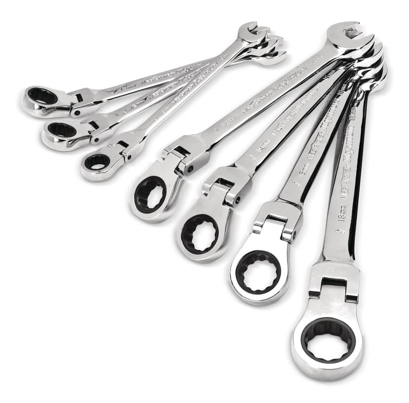 MAXIMUM Flexhead Ratcheting Wrench Set, Alloy Steel, Metric, 7-pc