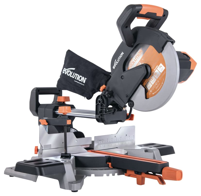 Evolution R255SMS 15 Amp Single-Bevel Sliding Mitre Saw with 10-in Multi-Material Cutting Blade