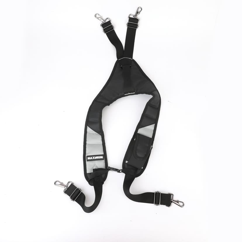 MAXIMUM 2.0 Padded Adjustable Work Suspenders with Phone Pocket, XL, Black/Grey