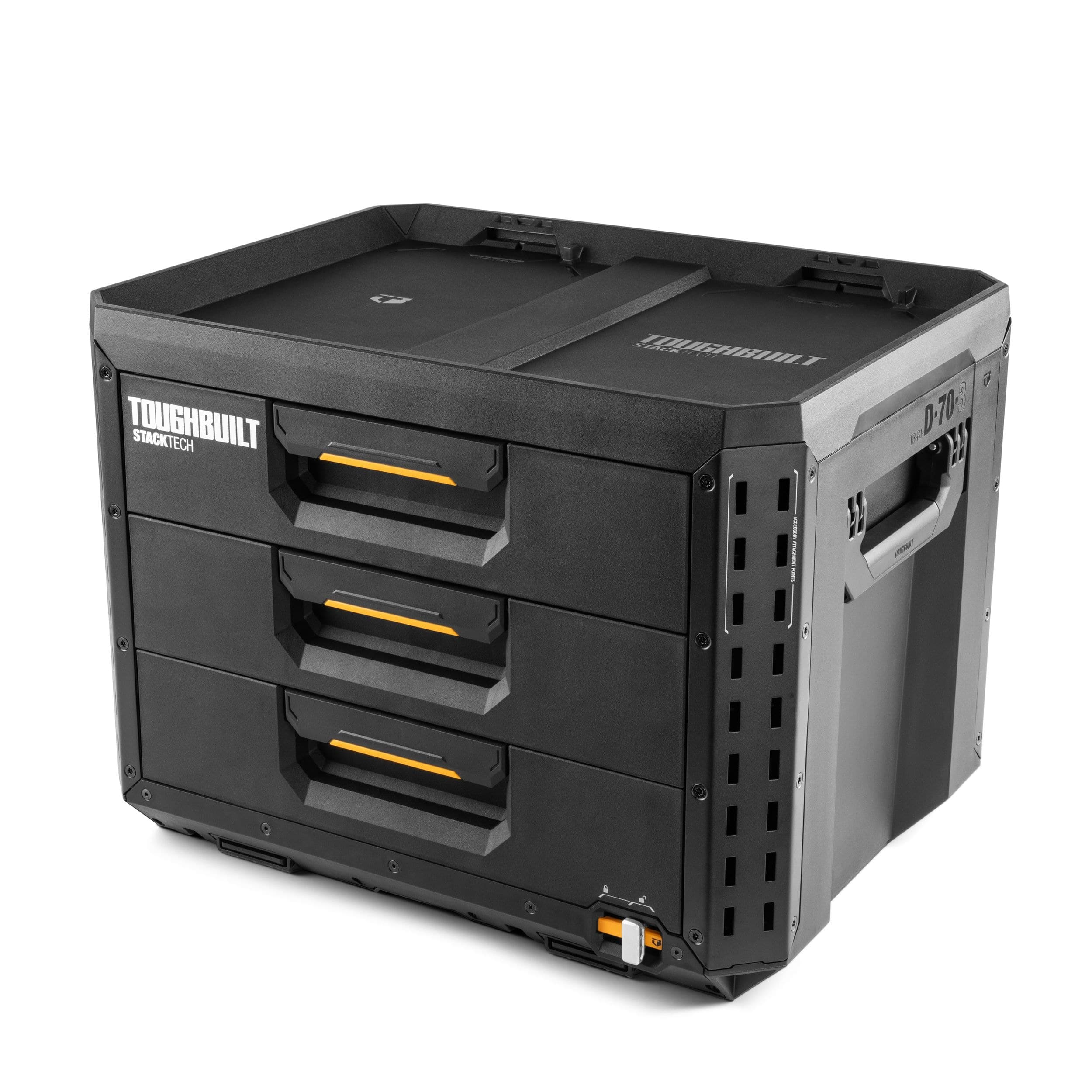 ToughBuilt StackTech XL 3-Drawer Auto-Locking Portable Modular Tool Box, Black