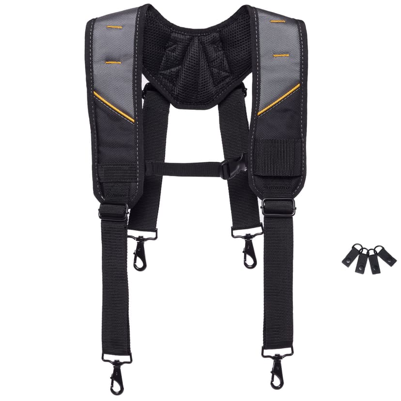 ToughBuilt ClipTech Pro Padded Tool Belt Suspenders with 4 Belt Loops, Black