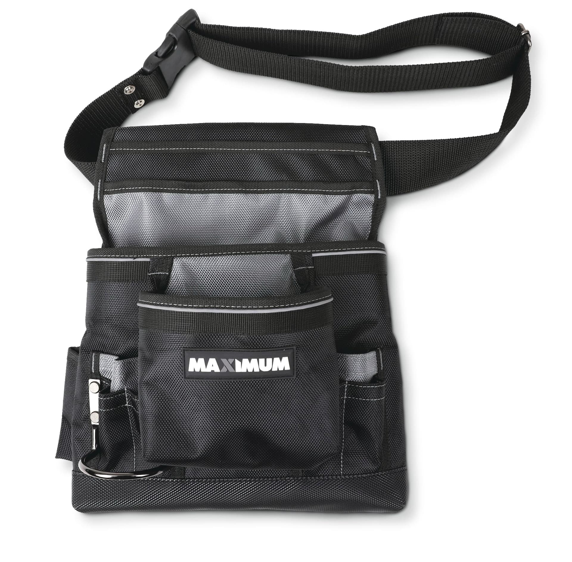 MAXIMUM Heavy Duty Tool Belt/Tool Pouch w/10 Pockets & Belt, Black