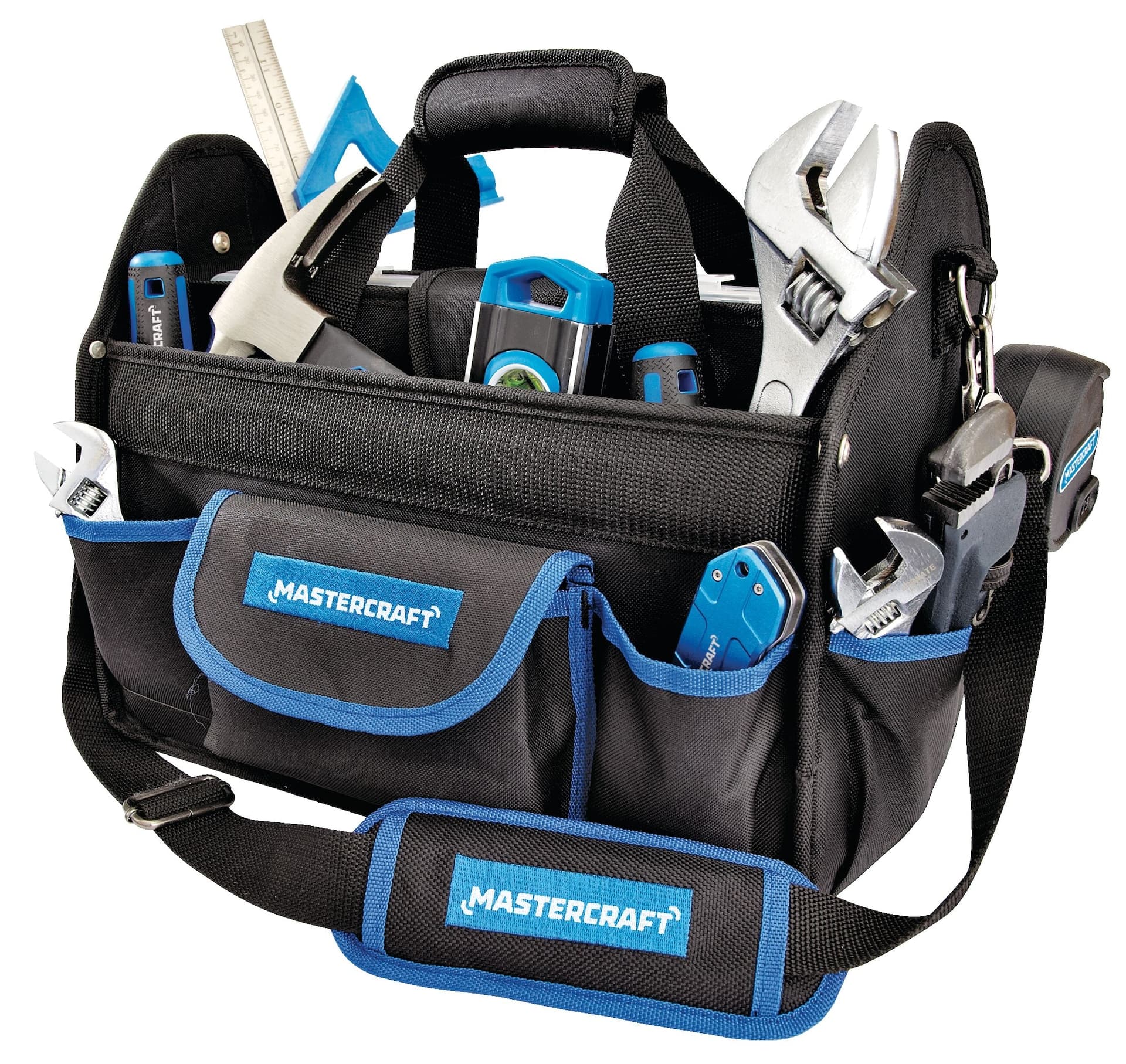 Mastercraft Open Top Tote Tool Bag, 21 Pockets, 15-in (38 cm), Black