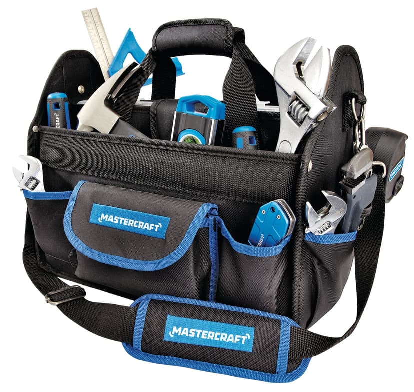 Mastercraft Open Top Tote Tool Bag, 21 Pockets, 15-in (38 cm), Black