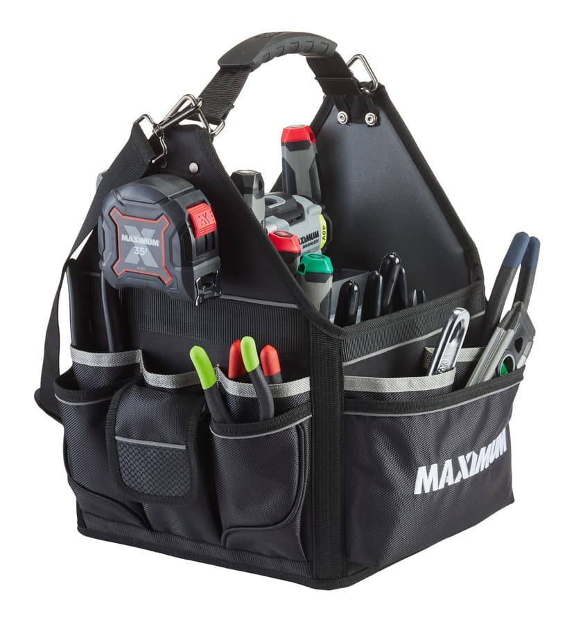 MAXIMUM Electricians Tote Tool Bag w/ Shoulder Strap, 43 Pockets, 11-in