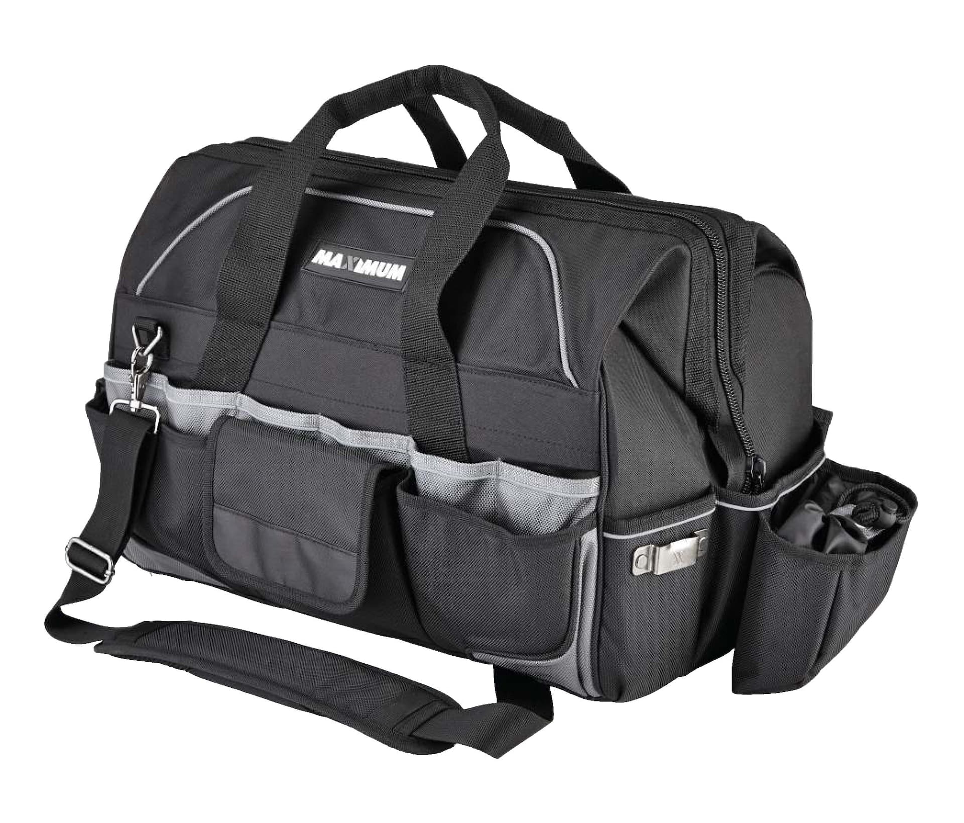 MAXIMUM Pro-Contractor Duffle Tool Bag w/ Shoulder Strap, 41 Pockets, 18-in