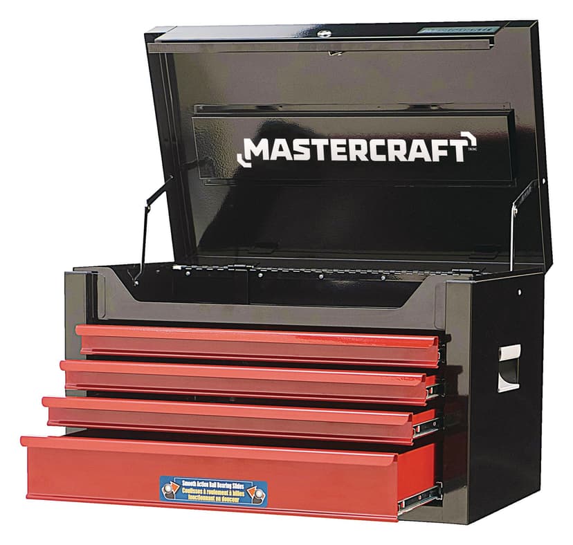 Mastercraft Tool Chest w/ 4 Drawers, Black & Red, 26-in
