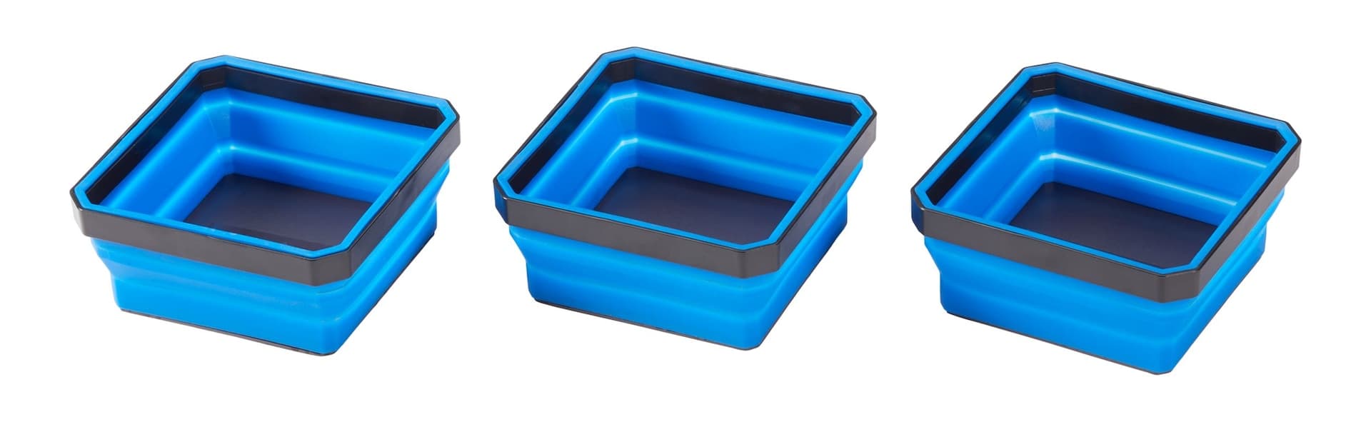 Mastercraft 3-Piece Silica Magnetic Foldable Parts Tray, Blue, 4.5 x 4.5 x 2-in