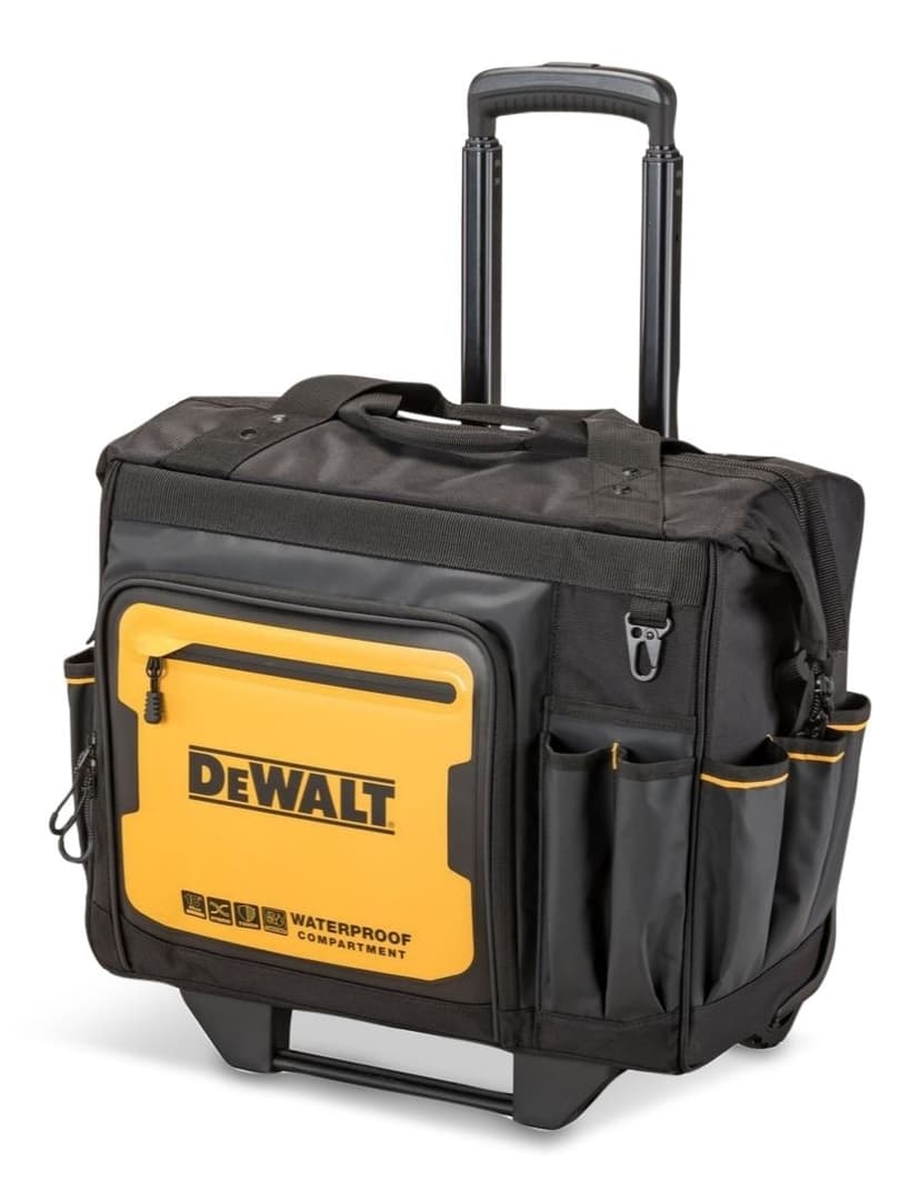 DEWALT Rolling Tool Bag with Telescopic Handles & Cardholder, 27 Pockets, 18-in
