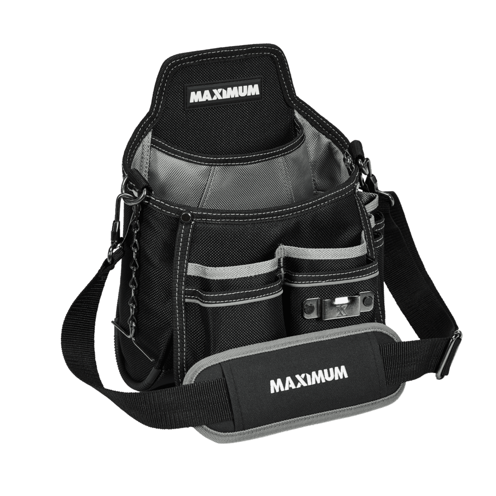 MAXIMUM Fabric Electrician Tool Pouch/Utility Pouch w/ 14 Pockets & Kickstand