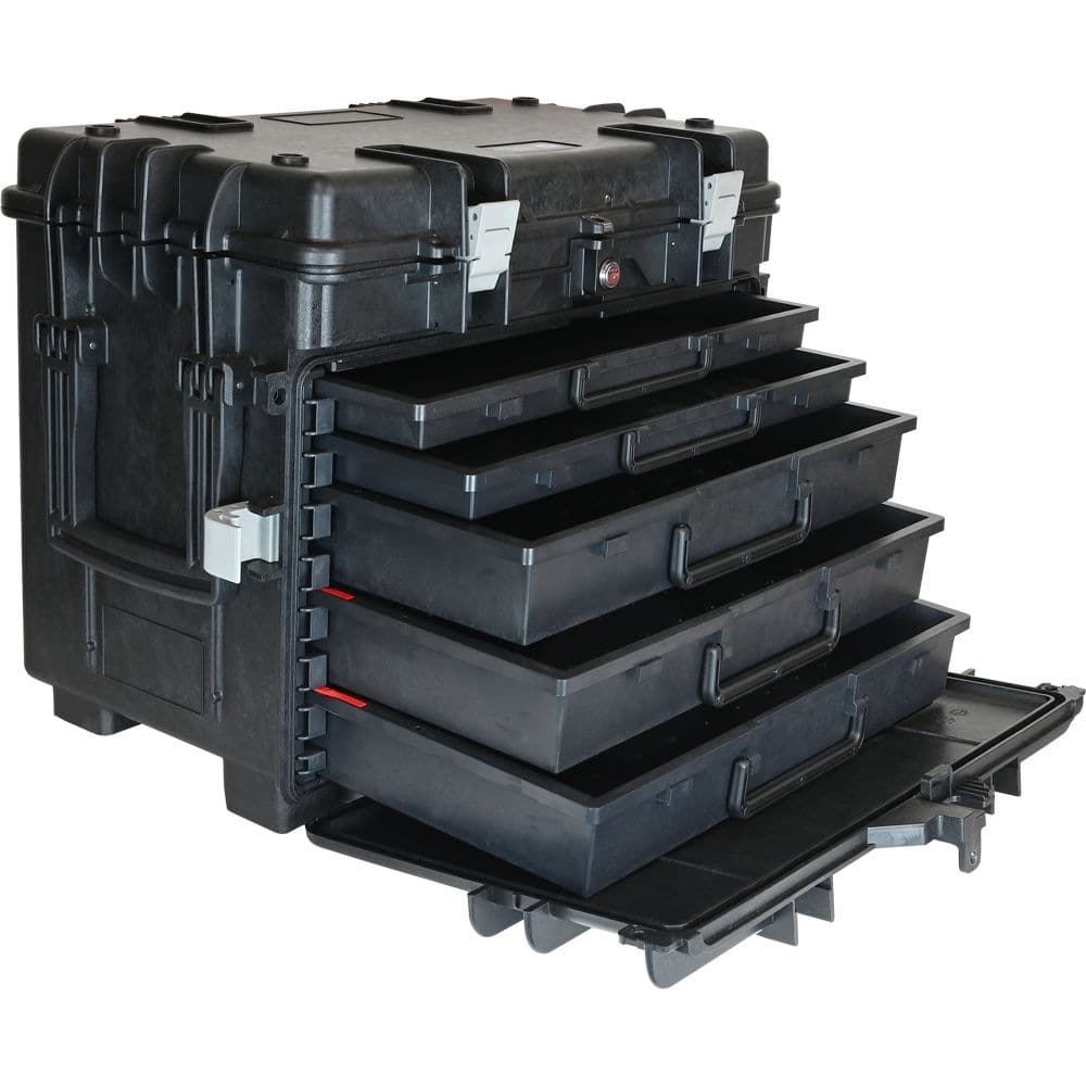 Gray Tools Heavy-Duty Mobile Tool Chest, 2 Small & 3 Medium Drawers, Black