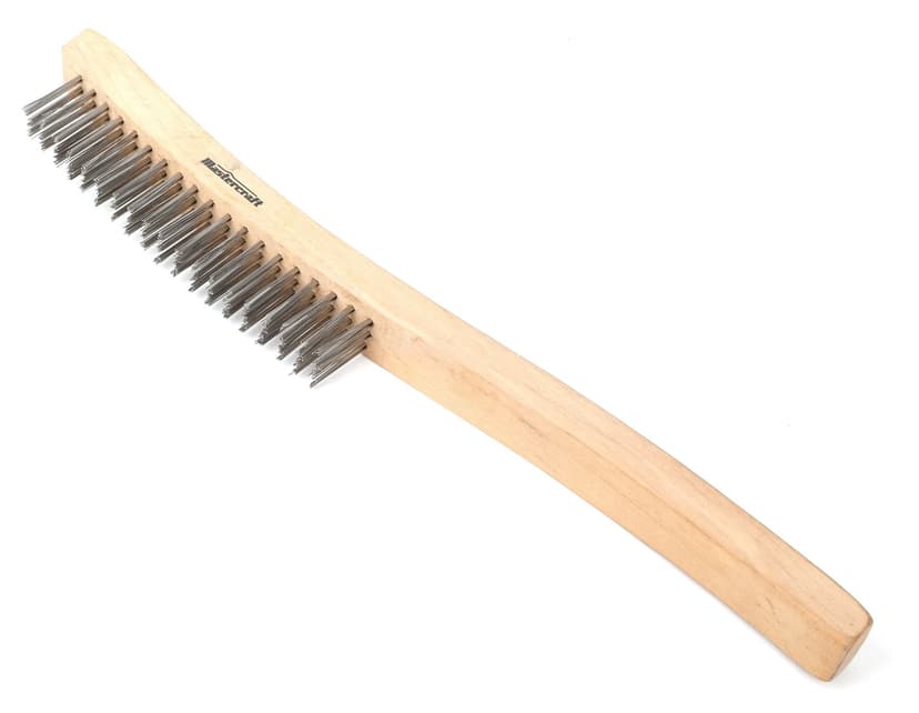 Mastercraft Wood Handle Stainless-Steel Wire Brush, 14-in