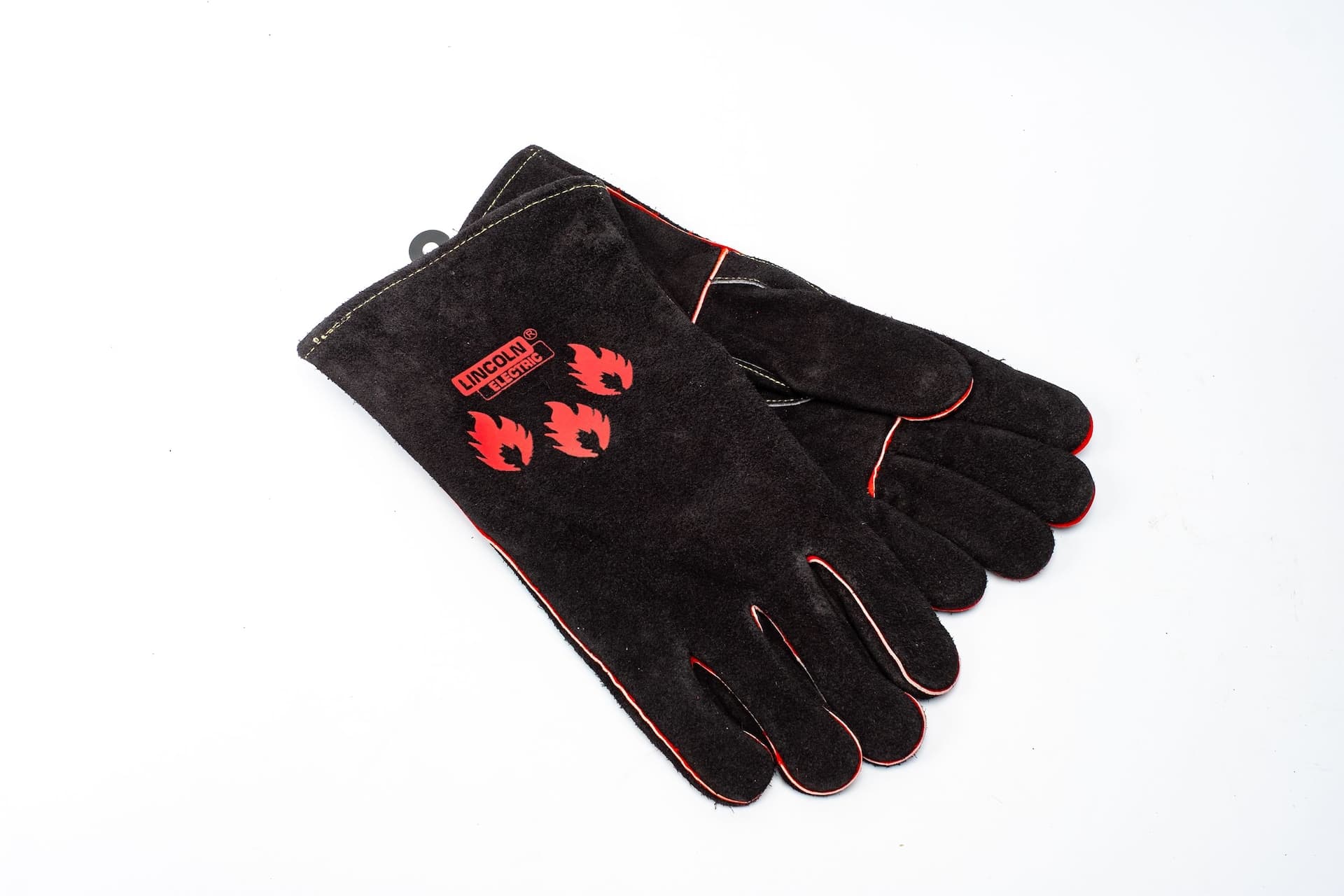 Lincoln Electric Premium Leather Welding Gloves, Black/Red, XL