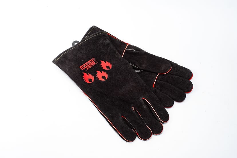 Lincoln Electric Premium Leather Welding Gloves, Black/Red, XL