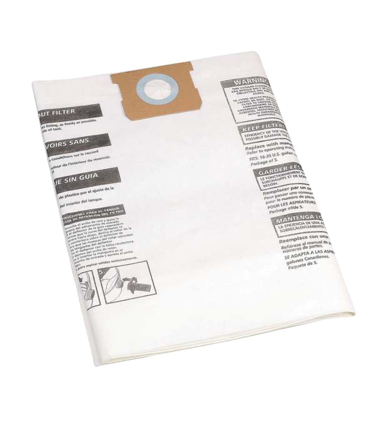 Shop-Vac® Disposable Paper Dust Collector Filter Bags for Wet/Dry Shop Vacuums, 56-83 L, 3-pk