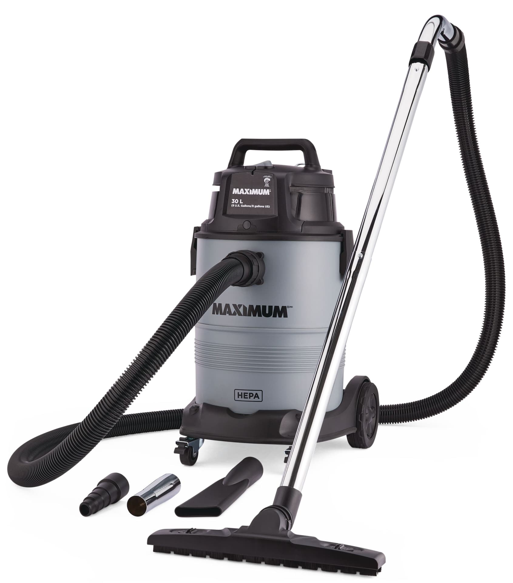 MAXIMUM VK811PH HEPA Certified Wet/Dry Shop Vacuum with Hose and Accessories, 30-L