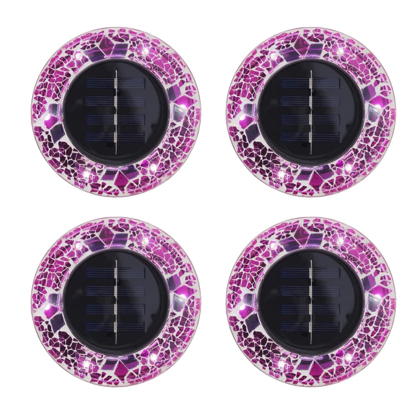 As Seen On TV Solar Powered Outdoor Mosaic Disk Lights, Pink