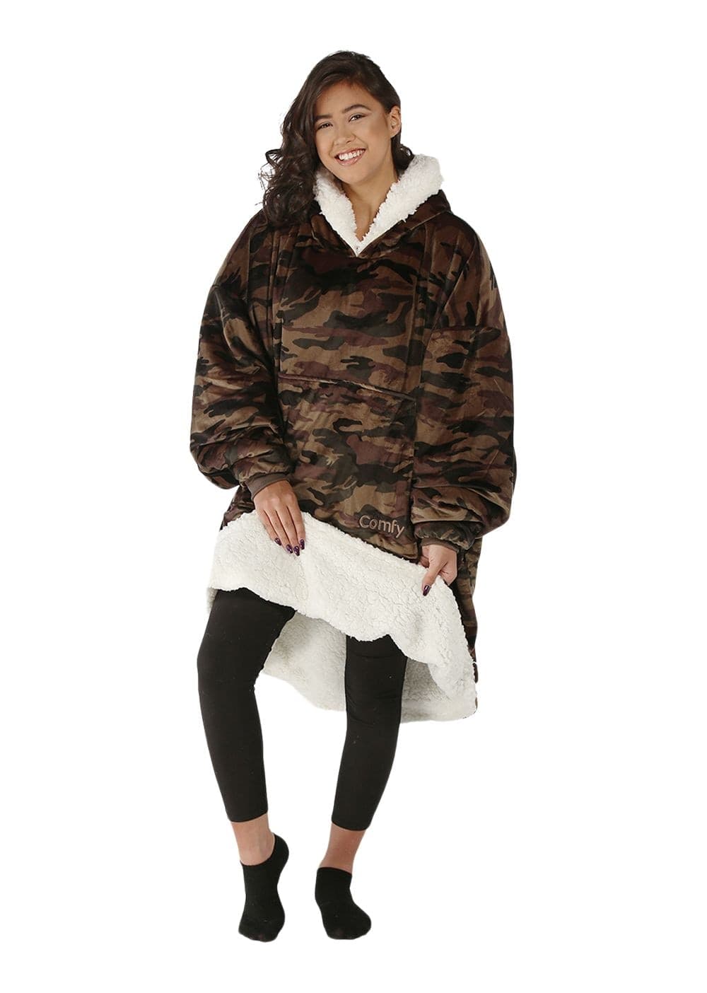 The Comfy® Original™ Green Camo Sherpa-Lined Wearable Blanket