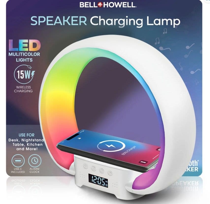 Bell and Howell RGB Colour-Changing Lamp with Bluetooth Speakers